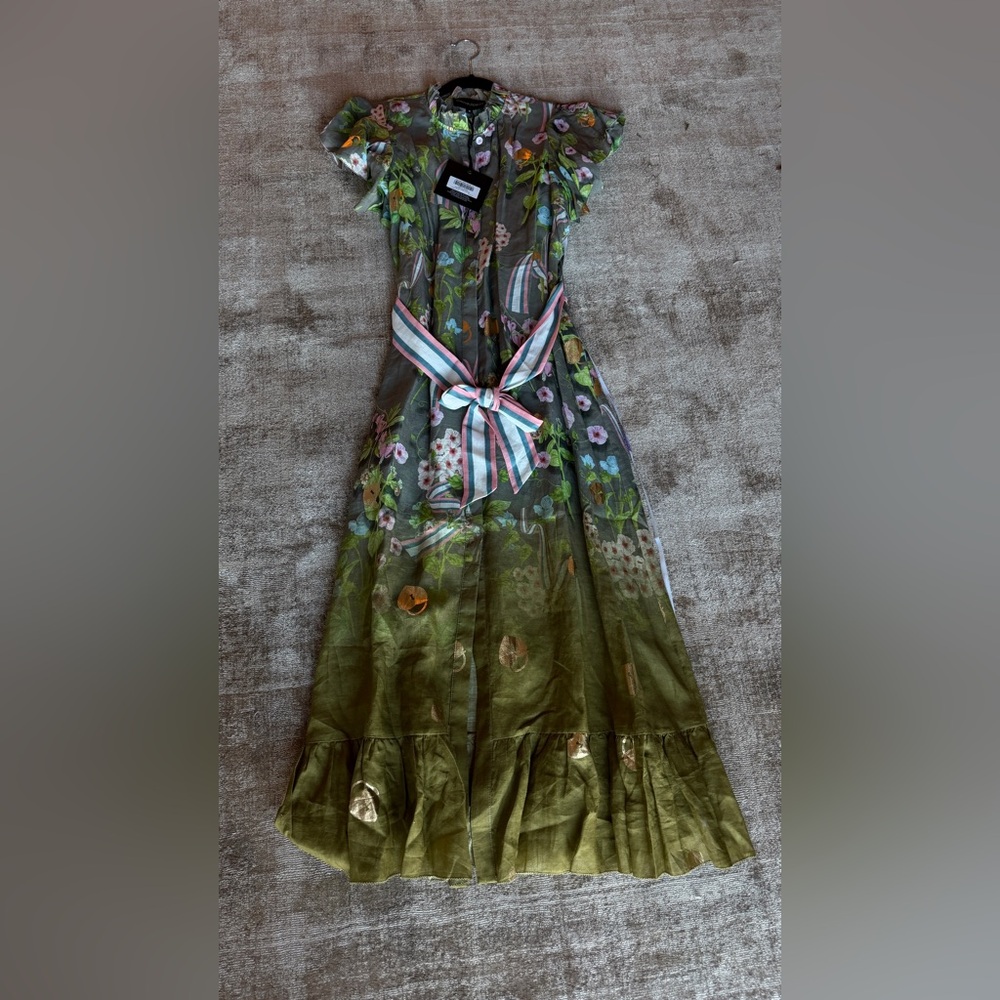 Cynthia Rowley Green Floral Shirt - Picture 3 of 4